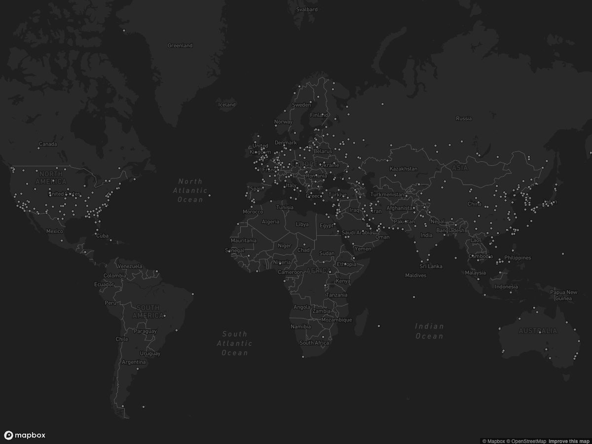 World map of military installations shown as grey points